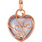 7.35k Rose De France Heart in 14k Rose Gold Filigree Pendant