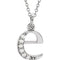 Diamond Initial 'e' Lowercase Letter Rhodium-Plate 14k White Gold Pendant Necklace, 16" (.03 Ctw GH Color, I1 Clarity)