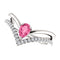 Peridot Pear and Diamond Chevron Rhodium-Plated 14k White Gold Ring (.145 Ctw, G-H Color, I1 Clarity), Size 7