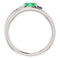 Chatham Created Emerald and Diamond Bypass Ring, Sterling Silver (.125 Ctw, G-H Color, I1 Clarity), Size 7.25
