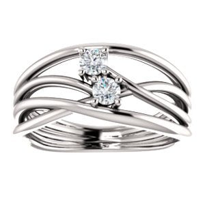 Platinum Diamond Two-Stone Bypass Ring, Size 7 (.2 Ctw, G-H Color, SI2-SI3 Clarity)
