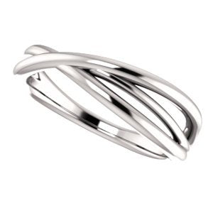 Platinum Free-Form Abstract Criss Cross Ring, Size 6.75