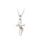 Cross Pendant Necklace, Sterling Silver, 12k Green and Rose Gold Black Hills Gold Motif, 18"