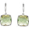 Two-Sided 31.5 Ctw Checkerboard Green Quartz Antique Cushion Sterling Silver Earrings