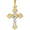 Two-Tone Byzantine Crucifix 14k Yellow and White Gold Pendant(33X25MM)