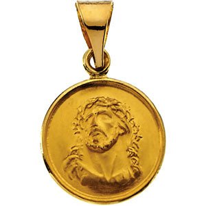 18k Yellow Gold Face of Jesus (Ecce Homo) Medal (13 MM)