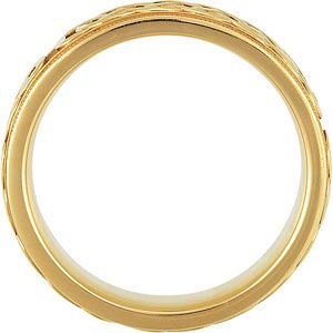 7mm 14k Yellow Gold Celtic Infinity Circle Comfort Fit Milgrain Band, Size 12