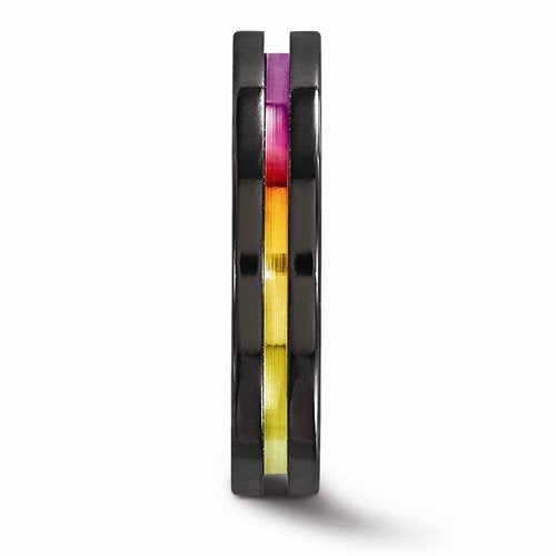 Radiance Collection Black and Rainbow Anodized Titanium 4mm Band