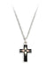 Boys Black Cross Pendant Necklace, Sterling Silver, 12k Green and Rose Gold Black Hills Gold Motif, 18''