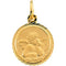 14k Yellow Gold Round St. Raphael Medal with Wheat Frame (12 MM)