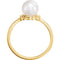 White Freshwater Cultured Pearl and Diamond Ring, 14k Yellow Gold (7.00-7.50 mm) (.025Ctw, G-H Color, I1 Clarity)