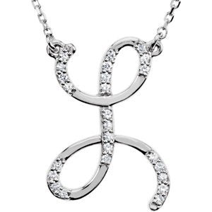 Diamond Initial 'L' Sterling Silver Pendant Necklace, 16.00" (.125 Cttw, GH Color, I1 Clarity)