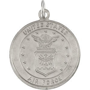 US Air Force Sterling Silver St Christopher Protect Us Medal Necklace, 18"