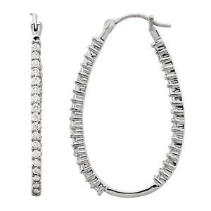 Platinum Hoop Earrings, Inside-Outside Diamond (1/4 Ctw, Color G-H, Clarity SI )