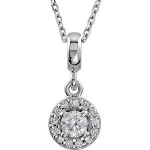 Diamond Halo-Style Necklace, Rhodium-Plated 14k White Gold, 18" (0.2 Ctw, Color G-H, Clarity I1)