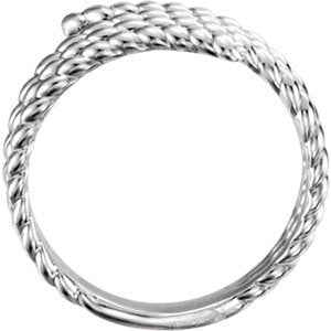 Spiral Wrap Rope Ring, Rhodium-Plated 14k White Gold, Size 7.5