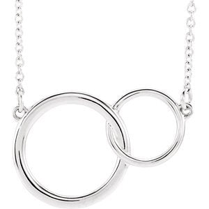 Interlocking Circle Necklace, Rhodium-Plated 14k White Gold, 18"