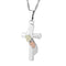 Cross Pendant Necklace, Sterling Silver, 12k Green and Rose Gold Black Hills Gold Motif, 18"