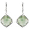 Two-Sided 21 Ctw Checkerboard Antique Cushion Green Quartz Sterling Silver Earrings