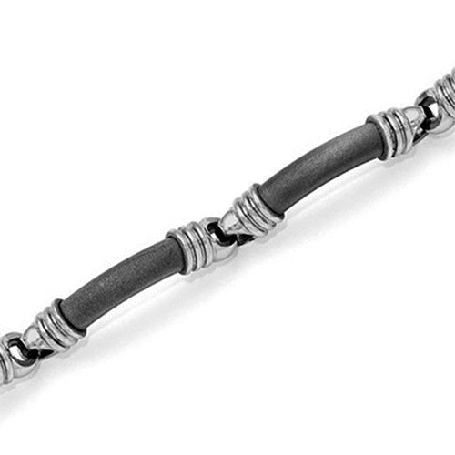 Men's Stealth Collection Gray Titanium 6mm Link Laser Texture Bracelet, 8"
