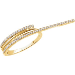 Diamond Two-Finger Ring, 14k Yellow Gold, Size 7 (0.25 Ctw, H+ Color, I1 Clarity)