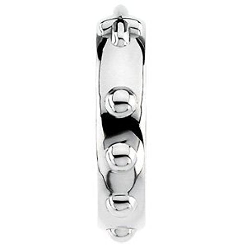 Rhodium-Plated 10k White Gold 4mm Rosary Ring, Size 4
