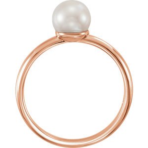 White Freshwater Cultured Pearl Solitaire Ring, 14k Rose Gold (6.5-7mm) Size 7
