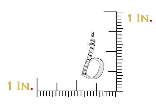 Petite Diamond Initial 'b' Lowercase Letter Rhodium-Plate 14k White Gold Pendant Necklace, 16" (.04 Ctw GH, I1)