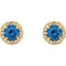Blue Sapphire and Diamond Halo-Style Earrings, 14k Yellow Gold (5 MM) (.16 Ctw, G-H Color, I1 Clarity)