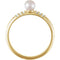 White Cultured Pearl, Diamond Stackable Ring, 14k Yellow Gold (4-4.5mm)(.05Ctw, Color G-H, Clarity I1)