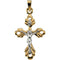 14k Yellow and White Gold Fleur de Lis Crucifix Pendant