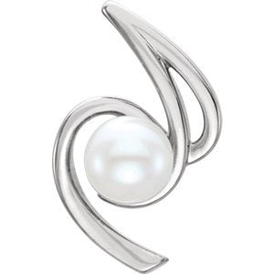 Platinum White Freshwater Cultured Pearl Pendant (6.5-7 MM)