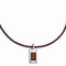 Edward Mirell Titanium and Brown Leather Pendant Necklace, 18"