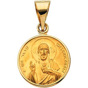 18k Yellow Gold Sacred Heart Medal (13 MM)