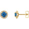 Blue Sapphire and Diamond Halo-Style Earrings, 14k Yellow Gold (5 MM) (.16 Ctw, G-H Color, I1 Clarity)