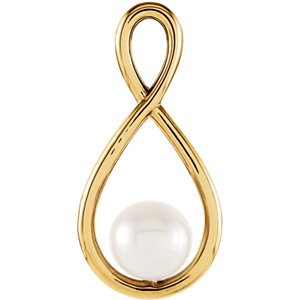 White Freshwater Cultured Pearl Pendant, 14k Yellow Gold (5.5-6MM)