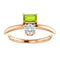Peridot and Sapphire Two-Stone Ring, 14k Rose Gold, Size 7