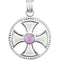 Genuine Amethyst Maltese Rope 14k White Gold Cross Pendant