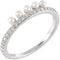 White Freshwater Cultured Pearl, Diamond Stackable Ring, Sterling Silver (2mm)(.2Ctw, Color G-H, Clarity I1) Size 7.5
