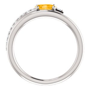 Platinum Citrine and Diamond Bypass Ring (.125 Ctw, G-H Color, S12-S13 Clarity)