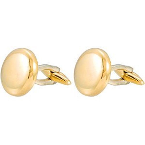 14k Yellow Gold Polished Round Cuff Links, Bullet Back Clasp, 15.9MM