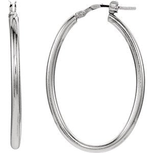 Oval Tube Hoop Earrings, Sterling Silver22x28mm