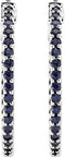 Blue Sapphire Inside-Outside Hoop Earrings, 14K White Gold