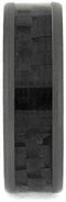 Carbon Fiber, Sandblasted Titanium 7mm Comfort-Fit Whiskey Oak Wedding Ring, Size 8