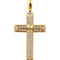 Diamond Angled Cross Rhodium-Plated 14k Yellow Gold Pendant (.33 Ctw, H+ Color, I1 Clarity)