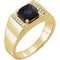 Men's Antique Square Checkerboard Onyx and Diamond Ring, 14k Yellow Gold (.10 Ctw, G-H Color, I1 Clarity)