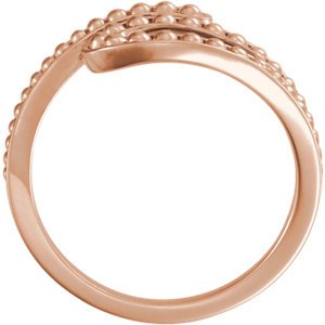 Beaded Bypass Ring, 14k Rose Gold, Size 7.75