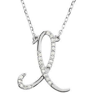 Diamond Initial Letter 'I' Rhodium-Plated 14k White Gold Pendant Necklace, 17" (GH, I1, 1/8 Ctw)