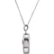 Antiqued Heart Ash Holder Necklace, Girl's Handprint with Pink CZs, Rhodium Plate Sterling Silver, 18"
