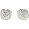 2-Tone Pave Diamond Scroll-Work Square Cuff Links, Sterling Silver, 14k Yellow Gold, (.25 Ctw, GH, I1)